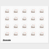 Sticker Rond Cute Mochi Peach Cat (Feuille)