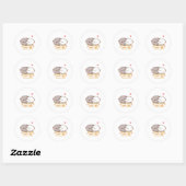 Sticker Rond Cute Mochi Peach Cat (Feuille)