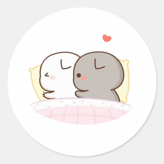 Sticker Rond Cute Mochi Peach Cat (Devant)