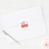 Sticker Rond Cute Mochi Peach Cat, Don Saint Valentin (Enveloppe)