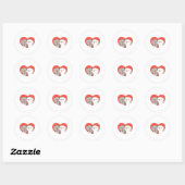 Sticker Rond Cute Mochi Peach Chat, Joyeuse Saint Valentin (Feuille)