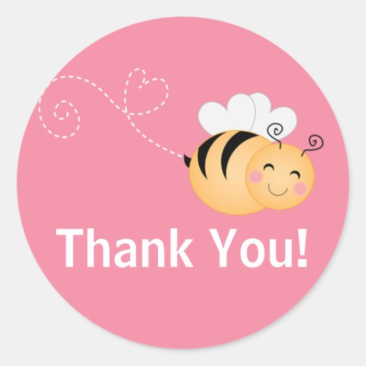 Sticker Rond Cute Modern Honey Bee Baby shower Invitation (Devant)