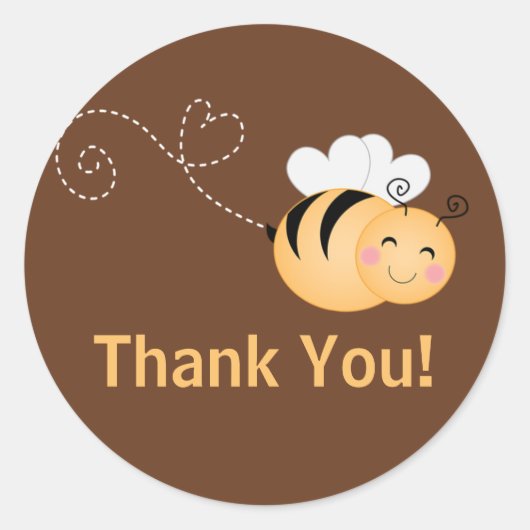 Sticker Rond Cute Modern Honey Bee Baby shower Invitation (Devant)