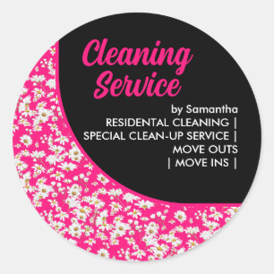 Sticker Rond Cute Moderne Rose Motif Floral Girly