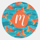 Sticker Rond Cute Motif de natation Goldfish & Water (Devant)