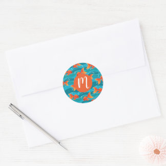 Sticker Rond Cute Motif de natation Goldfish & Water