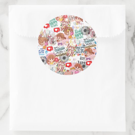Sticker Rond Cute Motivational – Positive Quote Kawaii  (Sac)