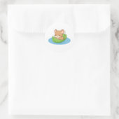 Sticker Rond Cute Mouse in a Leaf Boat (Sac)