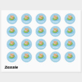 Sticker Rond Cute Mouse in a Leaf Boat Blue Custom Name (Feuille)