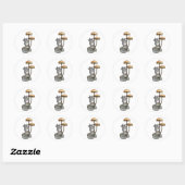 Sticker Rond Cute Mouse Standing on Rocks, with Mushrooms (Feuille)