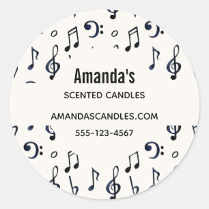 Sticker Rond Cute Musical Notes Motif