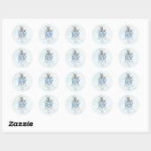 Sticker Rond Cute Nautical Blue Boat Teddy Bear Boat Baby showe (Feuille)