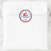Sticker Rond Cute Nautical Sailboat Thème (Sac)