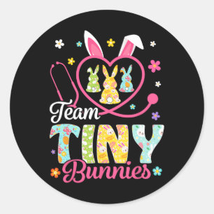 Sticker Rond Cute Nicu Picu Landd Infirmière Pâques Fête Stetho