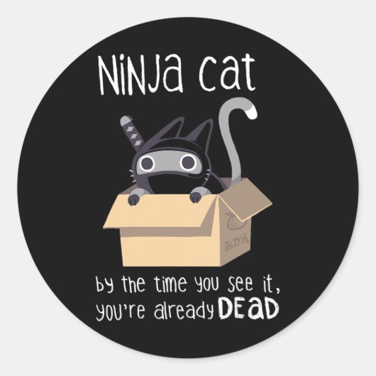 Sticker Rond Cute Ninja Cat (Devant)