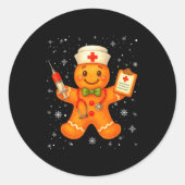 Sticker Rond Cute Nurse Gingerbread Pjs Christmas Xmas Nurse Rn (Devant)