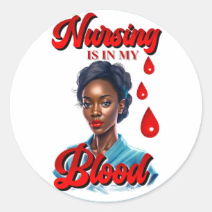 Sticker Rond Cute Nurse Pinup_ C'est dans mon sang