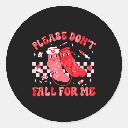 Sticker Rond Cute Nurse Valentine Non Slip Socks Please Don't F (Devant)