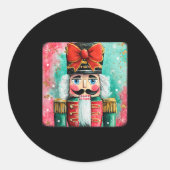 Sticker Rond Cute Nutcracker Xmas Bows Christmas Pjs Girl Women (Devant)