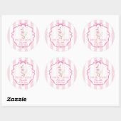 Sticker Rond Cute One Silly Goose Pink Bow First Birthday (Feuille)