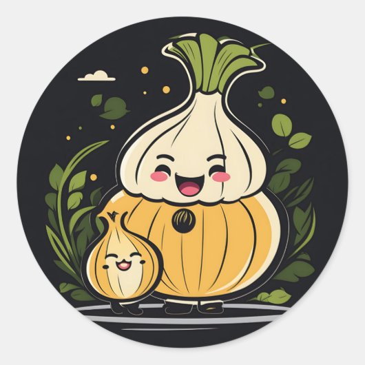 Sticker Rond Cute Onion Adventure (Devant)