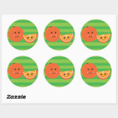 Sticker Rond Cute Orange (Feuille)