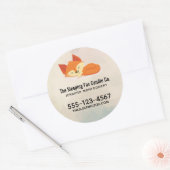 Sticker Rond Cute Orange Carton Fox Dormir affaires (Enveloppe)