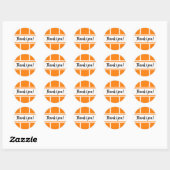 Sticker Rond Cute orange et Merci blanc (Feuille)