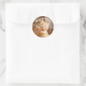 Sticker Rond Cute Orange Kitten avec un Cupcake (Sac)