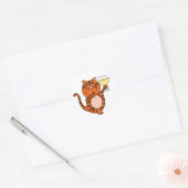 Sticker Rond Cute Orange Tabby Chat Boire Vin Cartoon (Enveloppe)