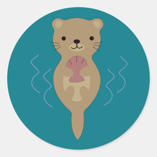 Sticker Rond Cute Otter (Devant)