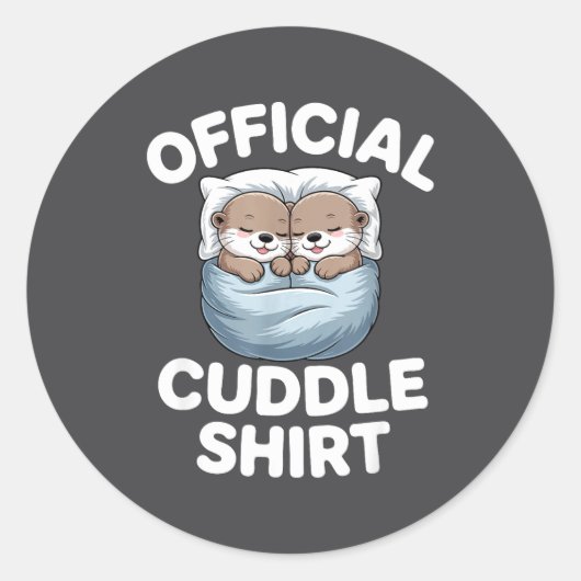 Sticker Rond Cute Otter Couple Cozy Cuddle (Devant)