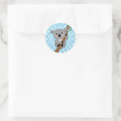 Sticker Rond Cute Ours Koala - Polka bleu point (Sac)