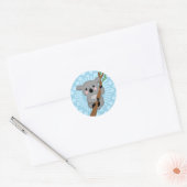 Sticker Rond Cute Ours Koala - Polka bleu point (Enveloppe)