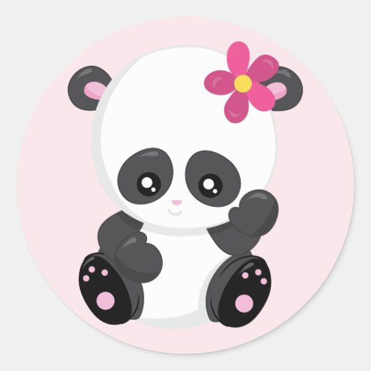 Sticker Rond Cute Ours Panda (Devant)