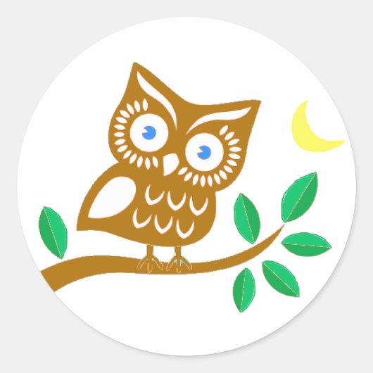 Sticker Rond Cute Owl (Devant)