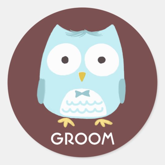 Sticker Rond Cute Owl | Amusant marié (Devant)