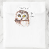 Sticker Rond Cute Owl, Ce livre appartient à Bookplate (Sac)
