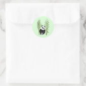 Sticker Rond Cute Panda assise en bambou (Sac)