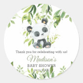 Sticker Rond Cute Panda Bamboo Baby shower vert Neutre (Devant)