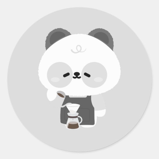 Sticker Rond Cute Panda Barista (Devant)