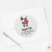 Sticker Rond Cute Panda Bear avec Rose Bouquet Anniversaire (Enveloppe)