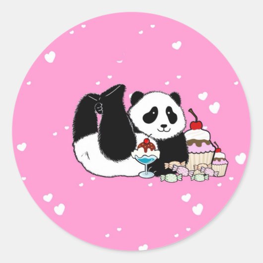 Sticker Rond Cute Panda Bear Pnic (Devant)