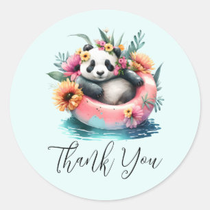 Sticker Rond Cute Panda Chilling dans un tube intérieur