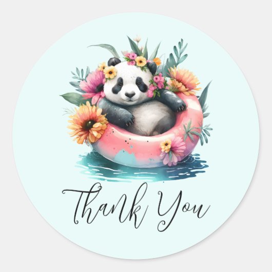 Sticker Rond Cute Panda Chilling dans un tube intérieur (Devant)