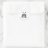 Sticker Rond Cute panda Easter aquarelle fleurie adresse de ret (Sac)
