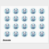 Sticker Rond Cute Panda et Blue Boba Bubble Tea (Feuille)