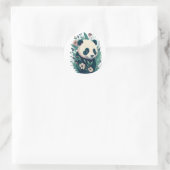 Sticker Rond Cute panda florale (Sac)