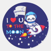 Sticker Rond Cute Panda Ours Astronaut Sur Rockship Kids (Devant)