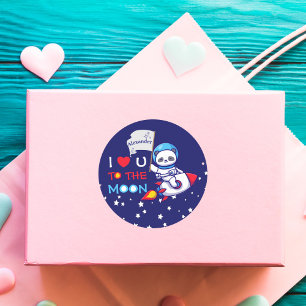 Sticker Rond Cute Panda Ours Astronaut Sur Rockship Kids